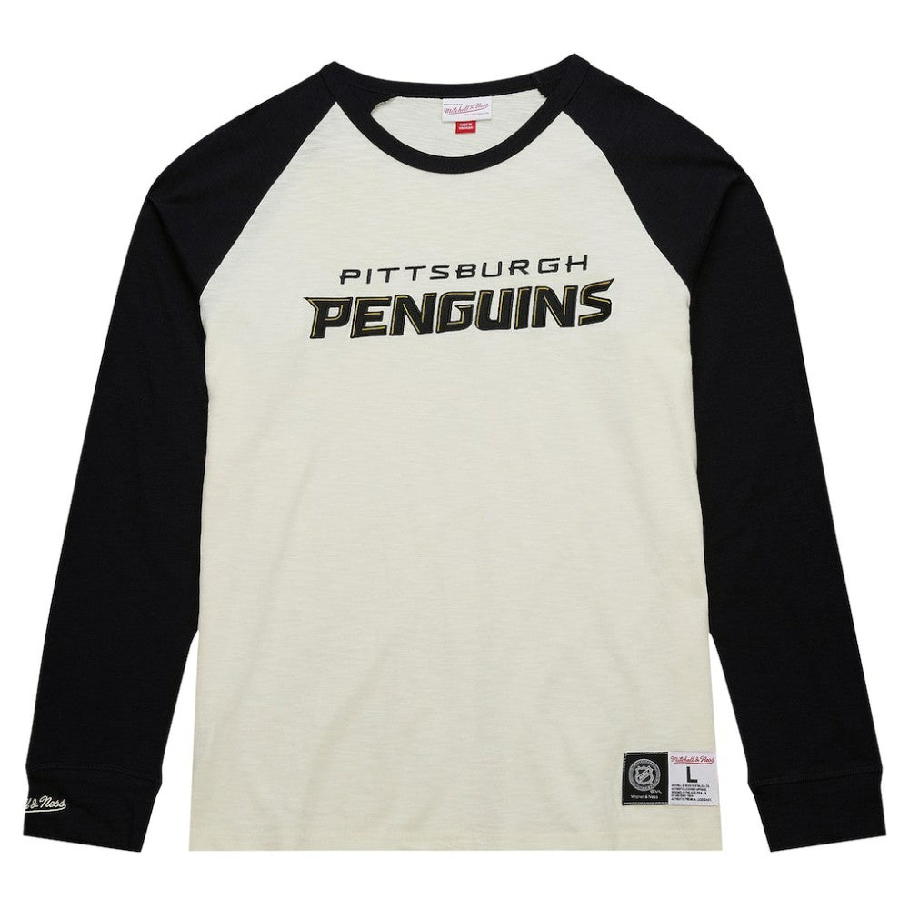 Pittsburgh Penguins Mitchell & Ness Legendary Slub Vintage Raglan Long Sleeve T-Shirt - Cream | NHL near me