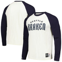 Seattle Kraken Mitchell & Ness Legendary Slub Vintage Raglan Long Sleeve T-Shirt - Cream | NHL on sale