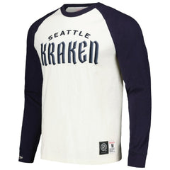 Seattle Kraken Mitchell & Ness Legendary Slub Vintage Raglan Long Sleeve T-Shirt - Cream | NHL on sale