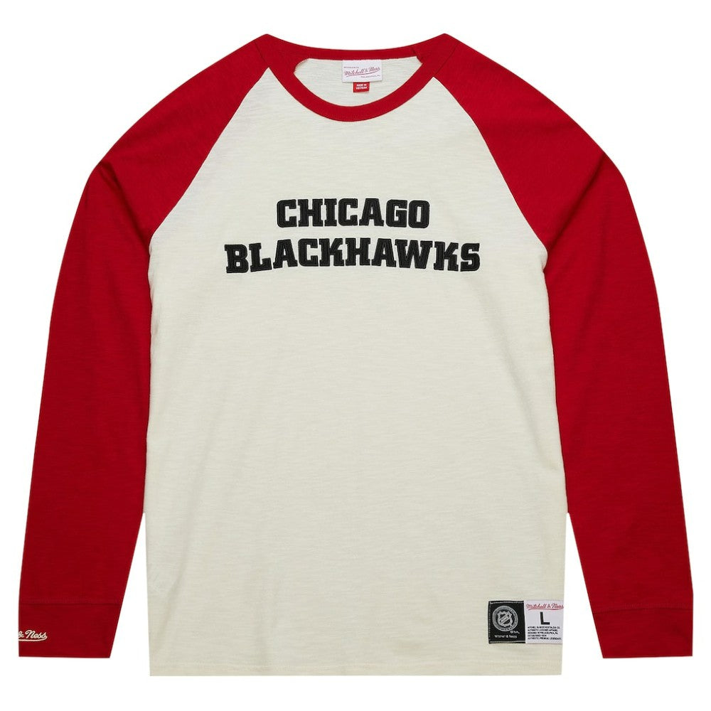 Chicago Blackhawks Mitchell & Ness Legendary Slub Vintage Raglan Long Sleeve T-Shirt - Cream | NHL discount