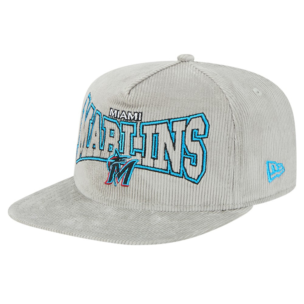 New Era Miami Marlins Gray Corduroy Golfer Snapback Hat Online