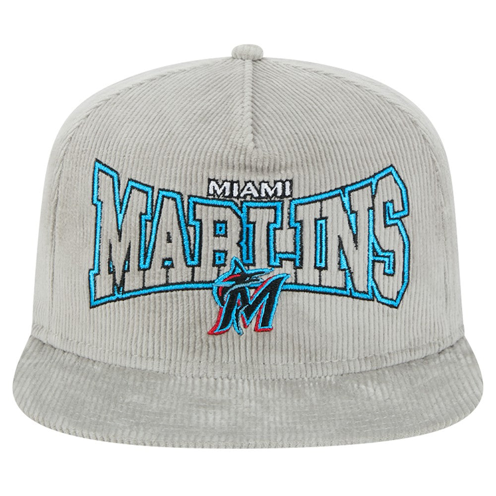 New Era Miami Marlins Gray Corduroy Golfer Snapback Hat Online