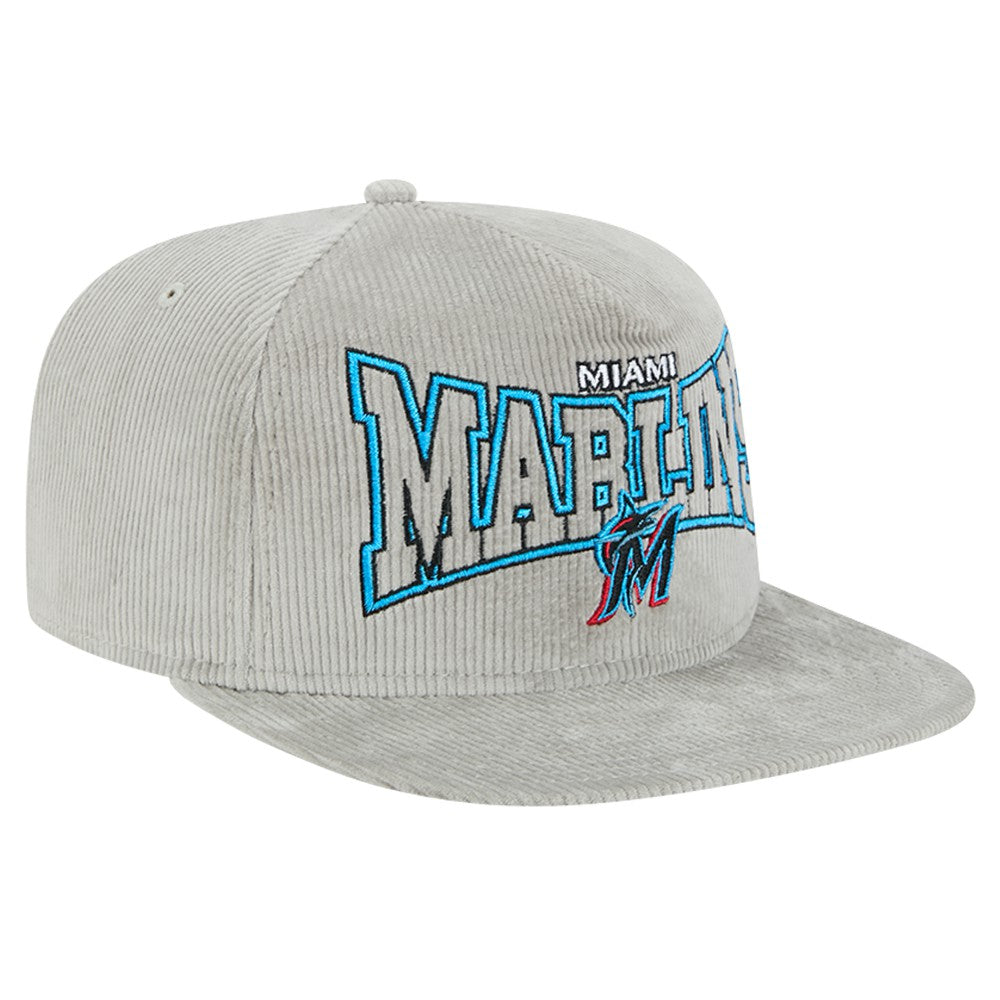 New Era Miami Marlins Gray Corduroy Golfer Snapback Hat Online