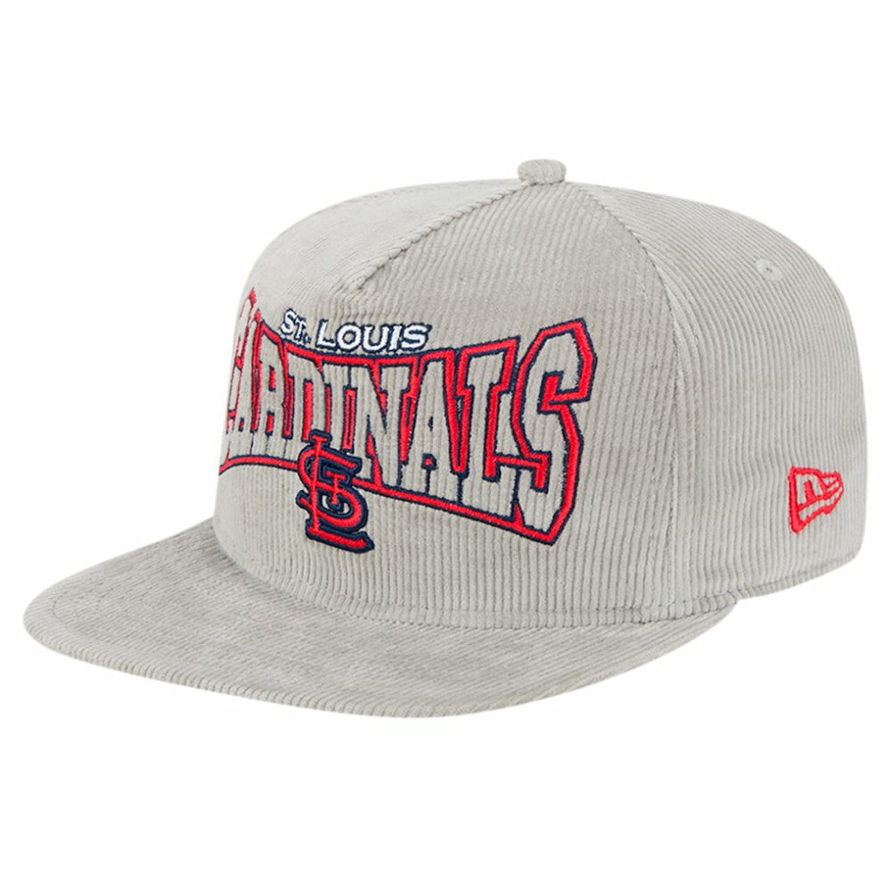 New Era St. Louis Cardinals Gray Corduroy Golfer Snapback Hat Outlet