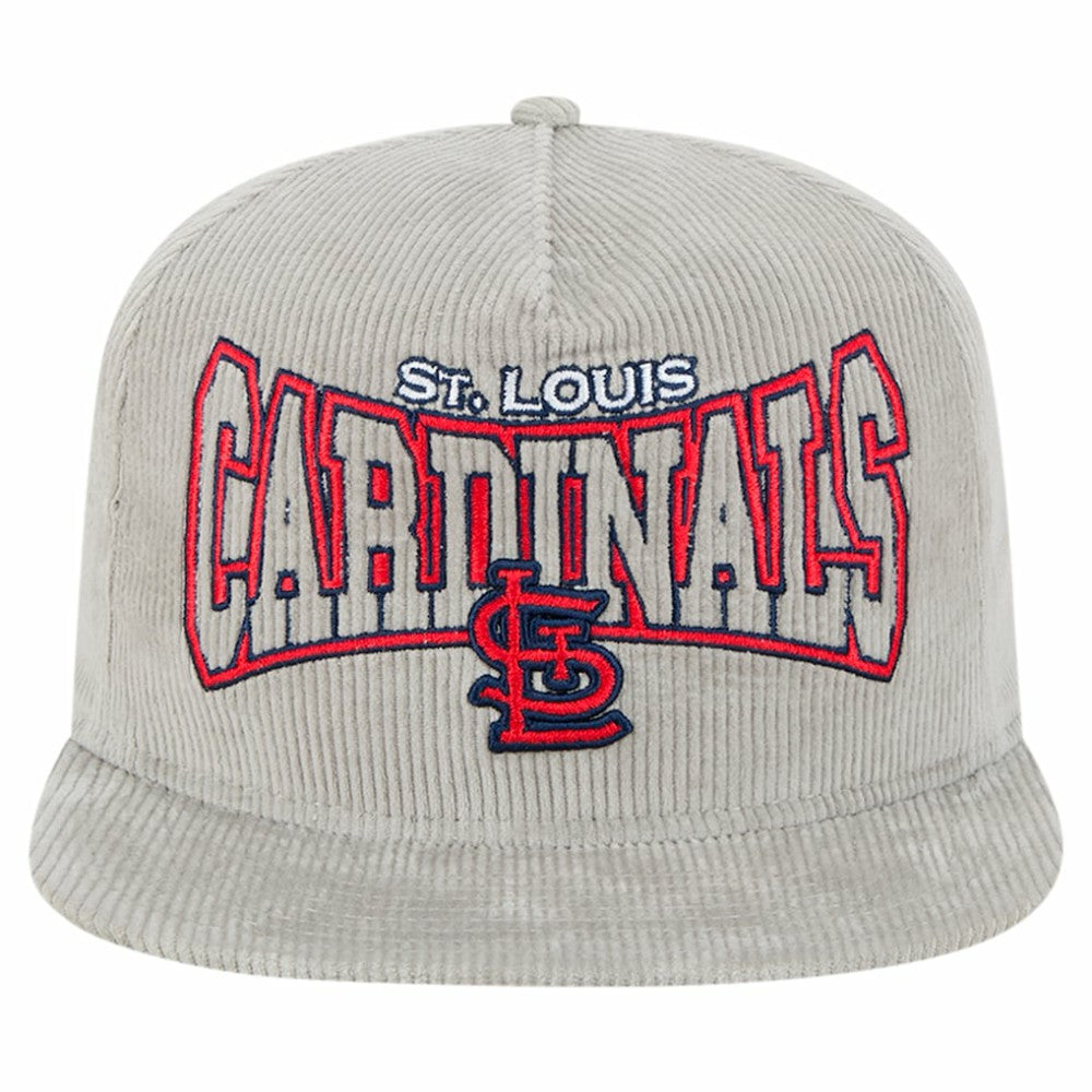 New Era St. Louis Cardinals Gray Corduroy Golfer Snapback Hat Outlet