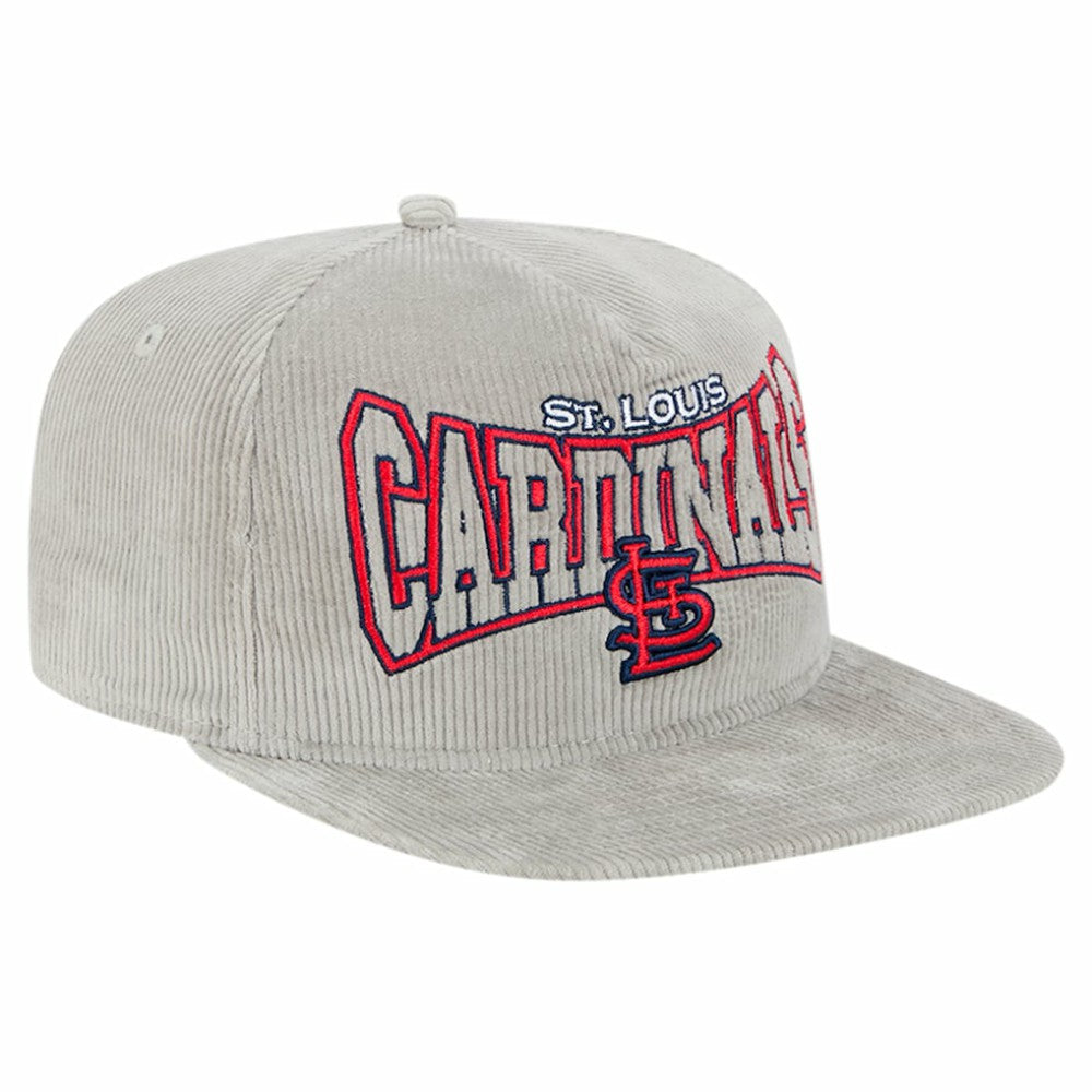 New Era St. Louis Cardinals Gray Corduroy Golfer Snapback Hat Outlet
