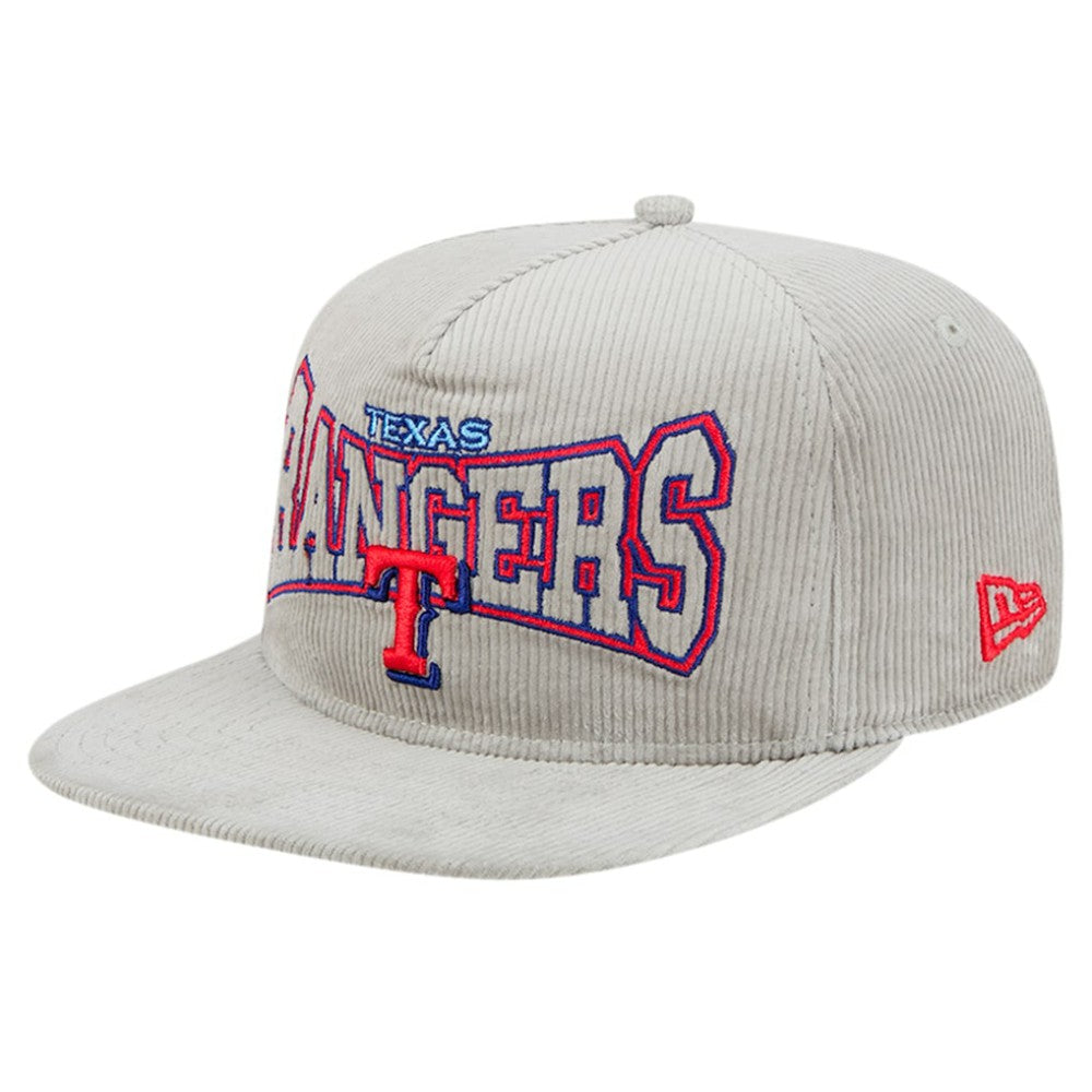New Era Texas Rangers Gray Corduroy Golfer Snapback Hat Outlet