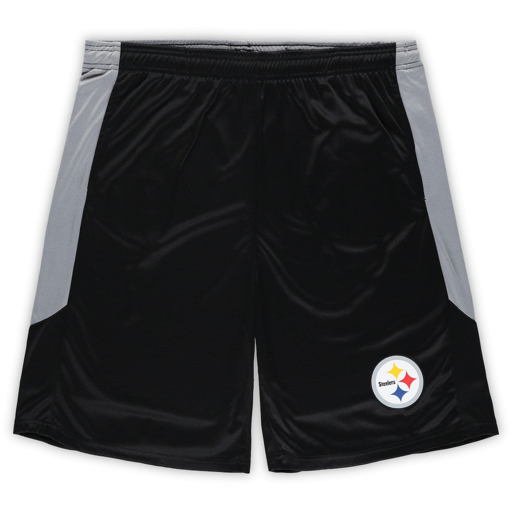 Pittsburgh Steelers Big & Tall Team Logo Shorts - Black - Fanatics