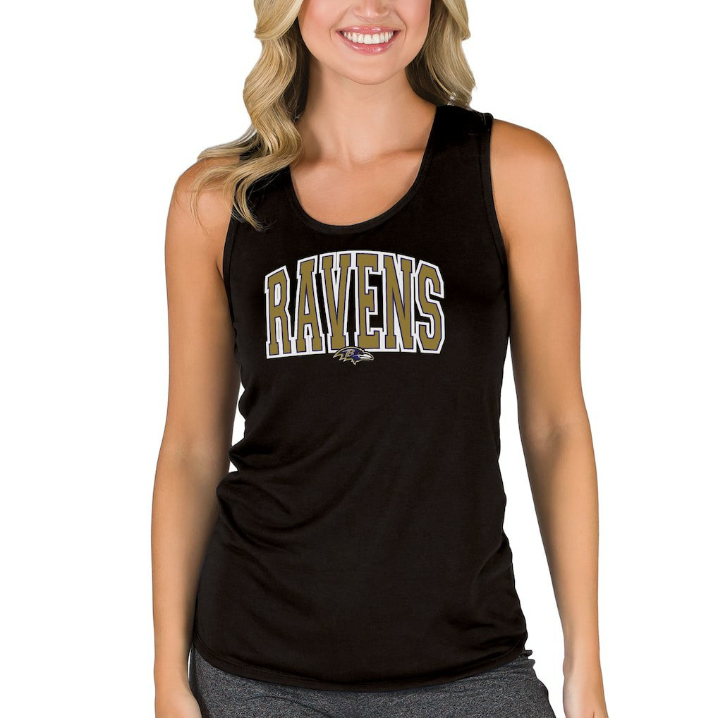 Baltimore Ravens Concepts Sport Women's Marathon Racer Back Tank Top - Black - NFL