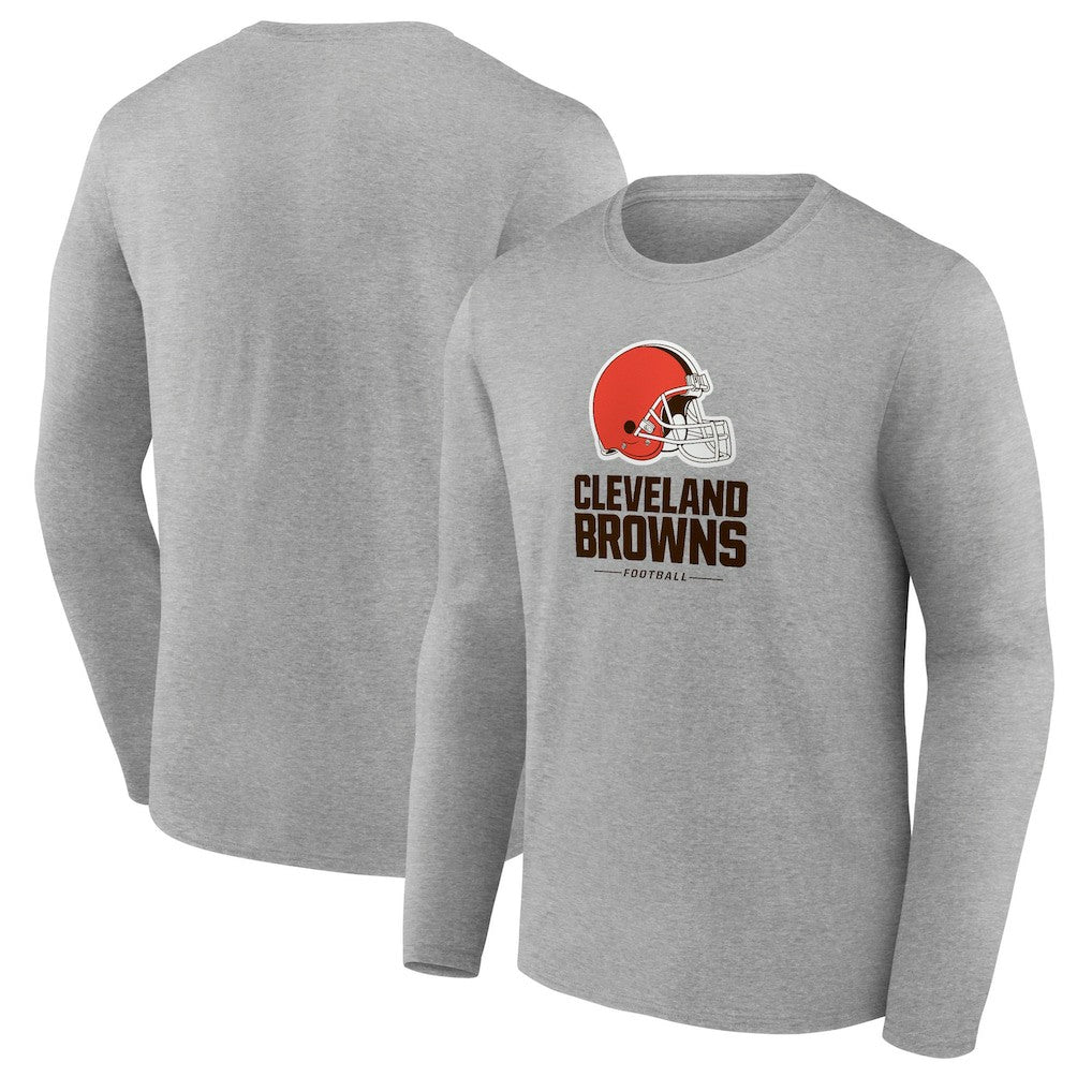 Cleveland Browns Team Lockup Long Sleeve T-Shirt - Gray - NFL