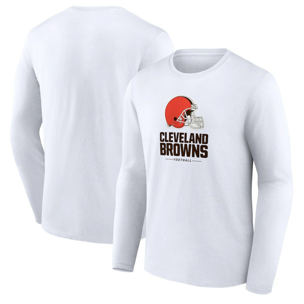 Cleveland Browns Team Lockup Long Sleeve T-Shirt - White - NFL