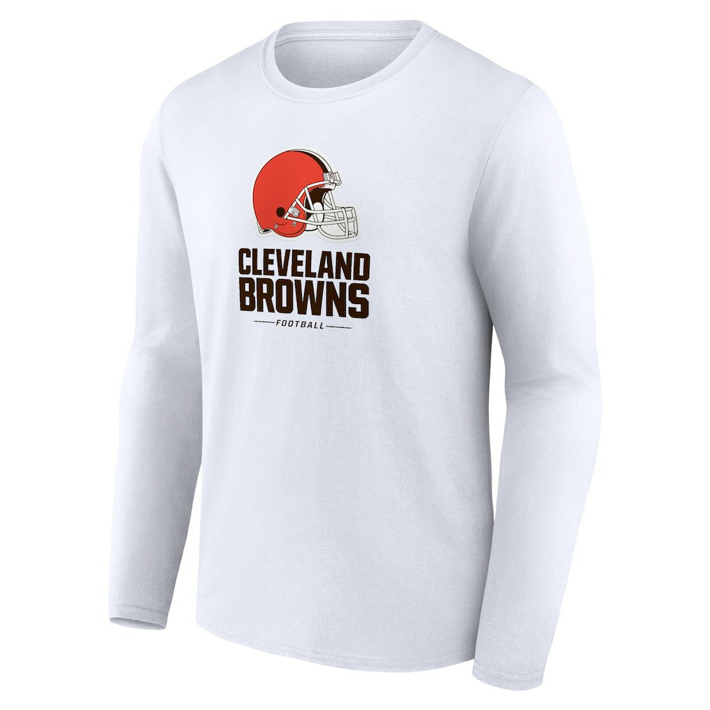 Cleveland Browns Team Lockup Long Sleeve T-Shirt - White - NFL
