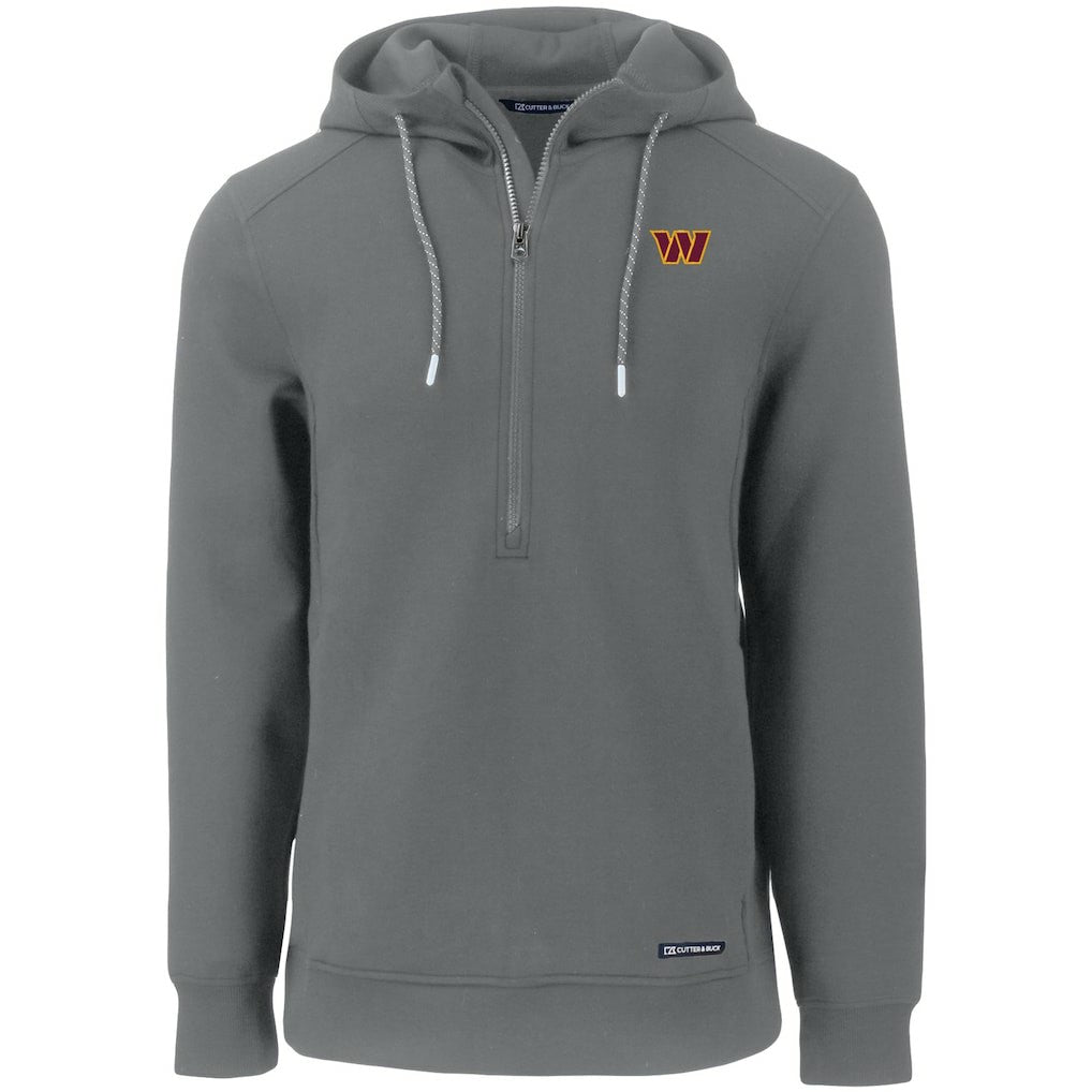 Washington Commanders Cutter & Buck Primary Mark Roam Eco Recycled Half-Zip Pullover Hoodie - Gray - NFL