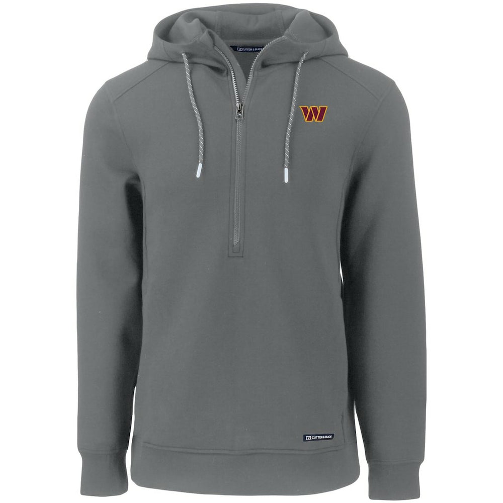 Washington Commanders Cutter & Buck Primary Mark Roam Eco Recycled Half-Zip Pullover Hoodie - Gray - NFL