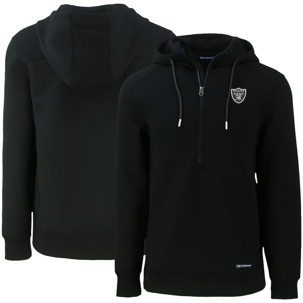 Las Vegas Raiders Cutter & Buck Primary Mark Roam Eco Recycled Half-Zip Pullover Hoodie - Black - NFL