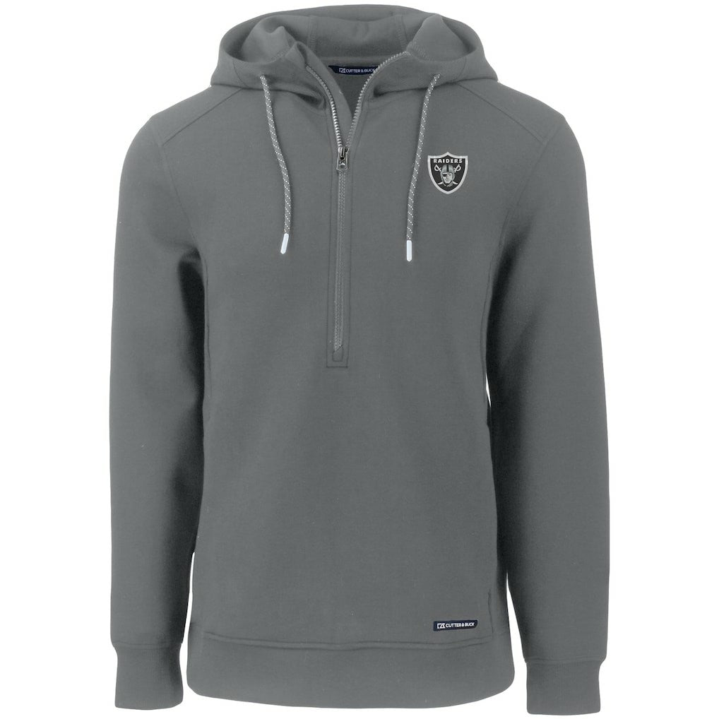 Las Vegas Raiders Cutter & Buck Primary Mark Roam Eco Recycled Half-Zip Pullover Hoodie - Gray - NFL