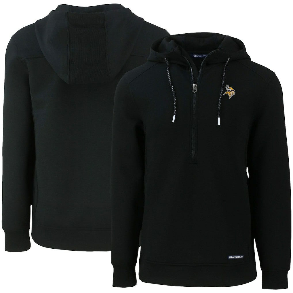 Minnesota Vikings Cutter & Buck Primary Mark Roam Eco Recycled Half-Zip Pullover Hoodie - Black - NFL