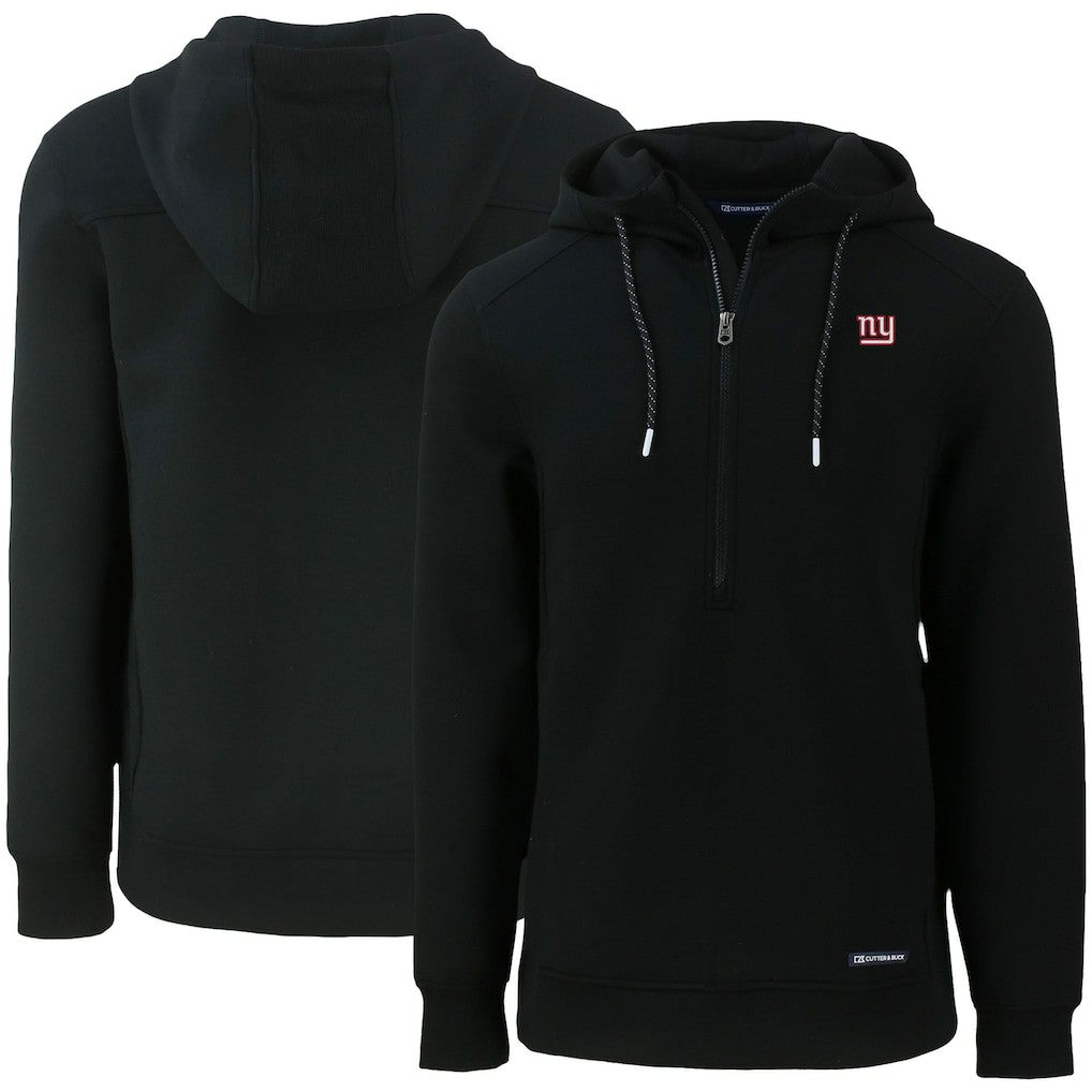 New York Giants Cutter & Buck Primary Mark Roam Eco Recycled Half-Zip Pullover Hoodie - Black - NFL