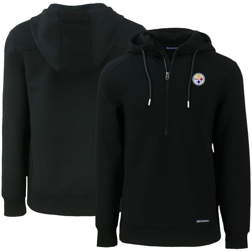 Pittsburgh Steelers Cutter & Buck Primary Mark Roam Eco Recycled Half-Zip Pullover Hoodie - Black - NFL