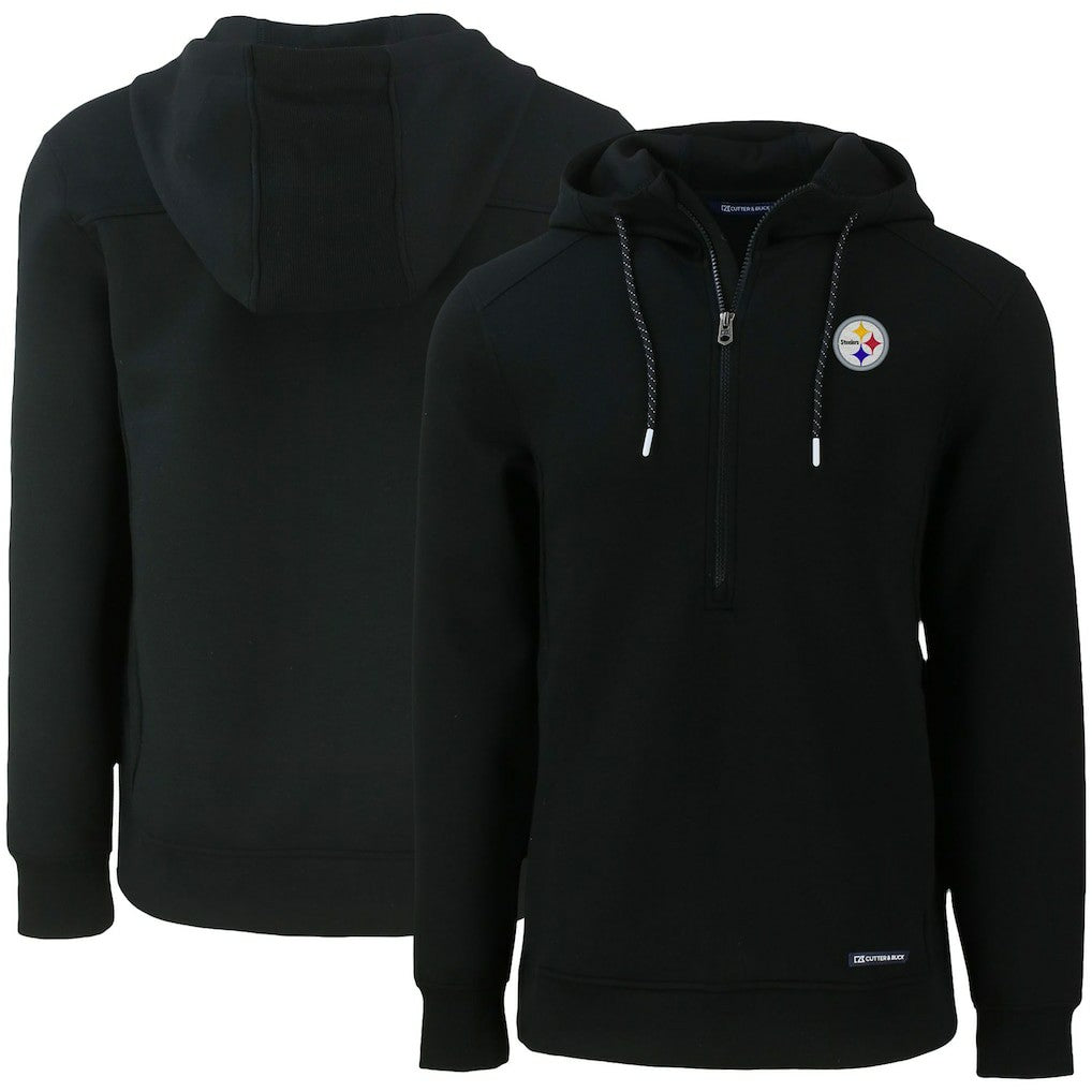 Pittsburgh Steelers Cutter & Buck Primary Mark Roam Eco Recycled Half-Zip Pullover Hoodie - Black - NFL