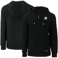 Pittsburgh Steelers Cutter & Buck Primary Mark Roam Eco Recycled Half-Zip Pullover Hoodie - Black - NFL