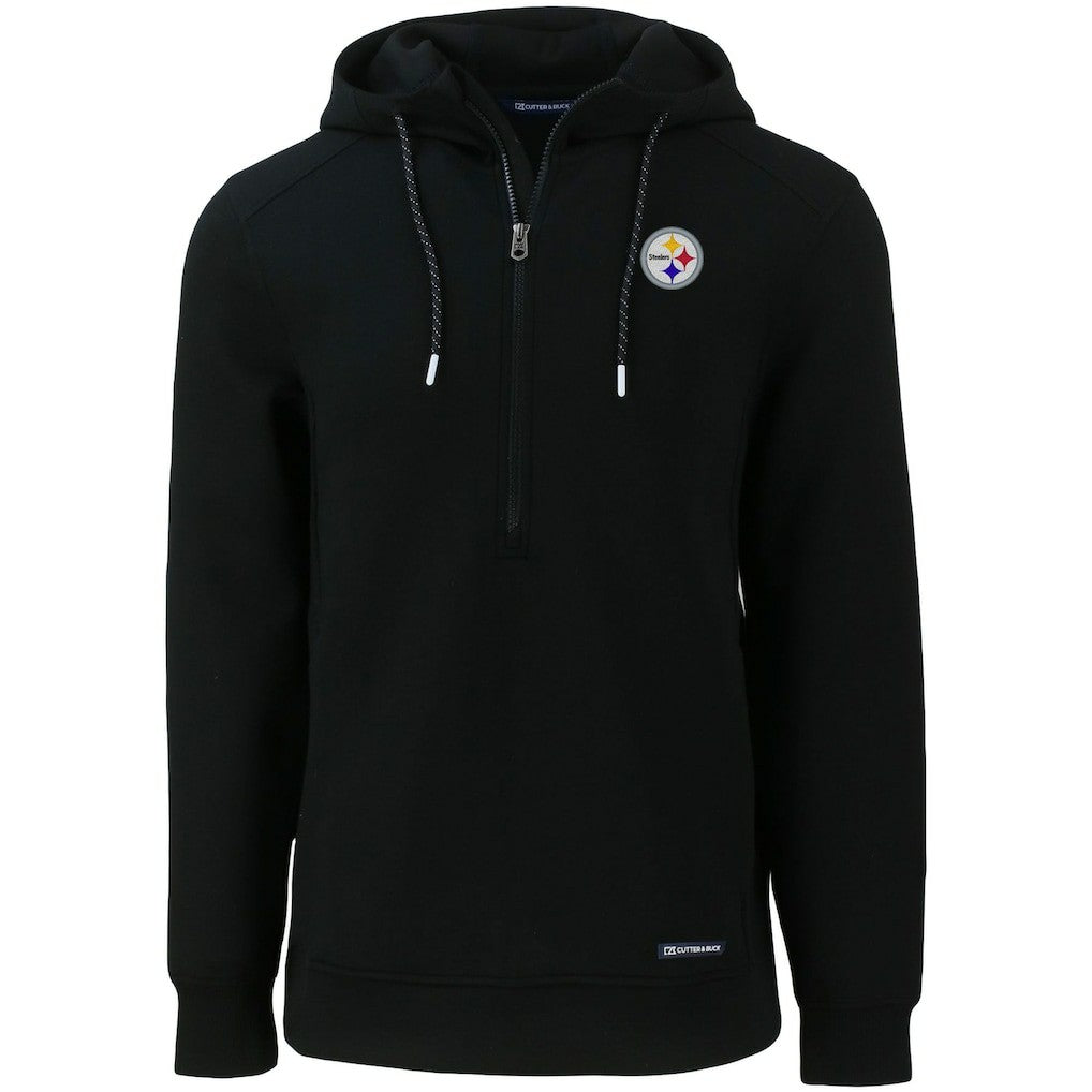 Pittsburgh Steelers Cutter & Buck Primary Mark Roam Eco Recycled Half-Zip Pullover Hoodie - Black - NFL