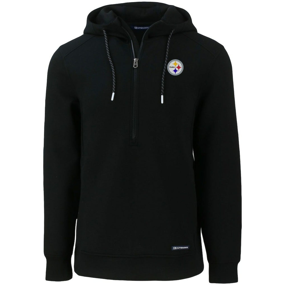 Pittsburgh Steelers Cutter & Buck Primary Mark Roam Eco Recycled Half-Zip Pullover Hoodie - Black - NFL