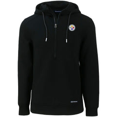 Pittsburgh Steelers Cutter & Buck Primary Mark Roam Eco Recycled Half-Zip Pullover Hoodie - Black - NFL