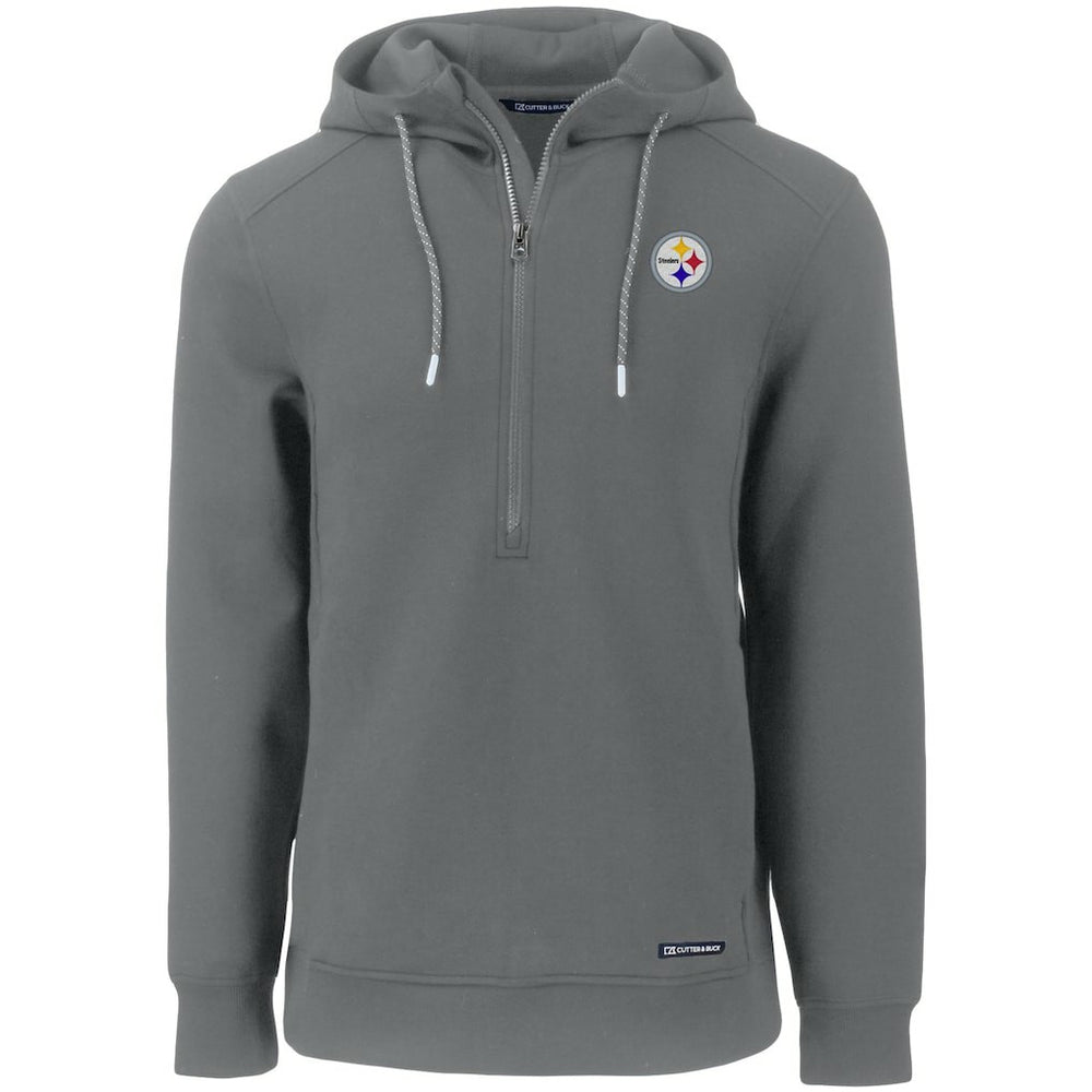 Pittsburgh Steelers Cutter & Buck Primary Mark Roam Eco Recycled Half-Zip Pullover Hoodie - Gray - NFL