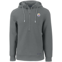 Pittsburgh Steelers Cutter & Buck Primary Mark Roam Eco Recycled Half-Zip Pullover Hoodie - Gray - NFL
