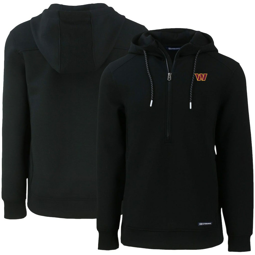 Washington Commanders Cutter & Buck Primary Mark Roam Eco Recycled Half-Zip Pullover Hoodie - Black - NFL
