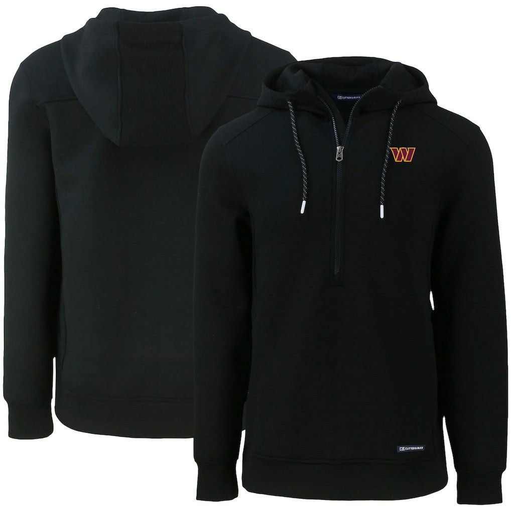 Washington Commanders Cutter & Buck Primary Mark Roam Eco Recycled Half-Zip Pullover Hoodie - Black - NFL