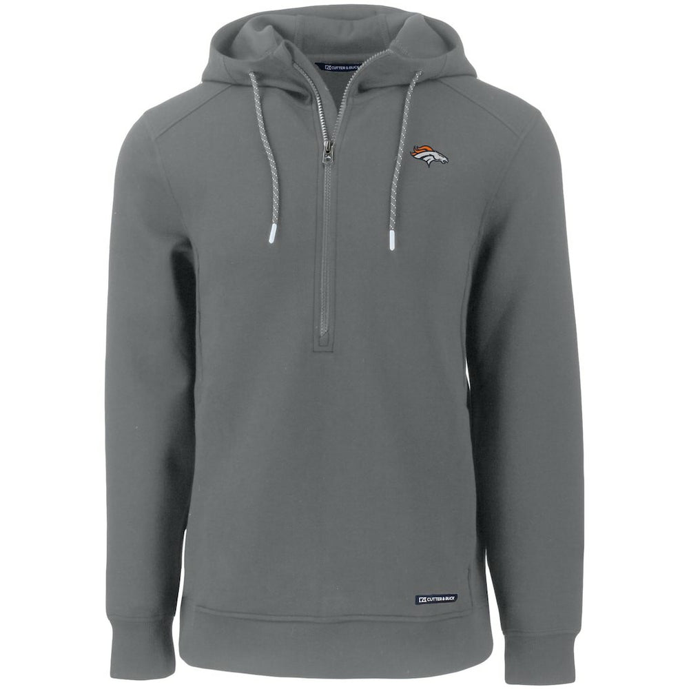 Denver Broncos Cutter & Buck Primary Mark Roam Eco Recycled Half-Zip Pullover Hoodie - Gray - NFL