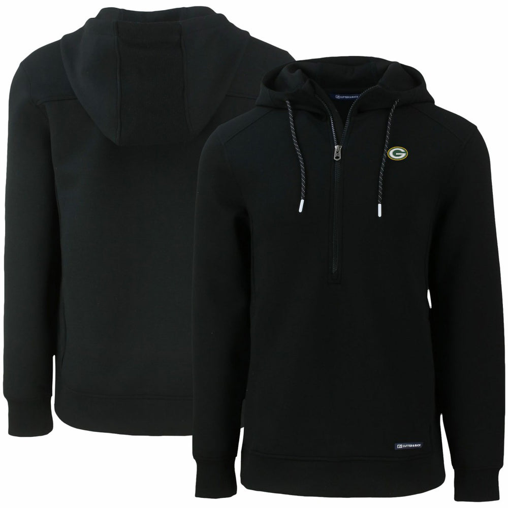 Green Bay Packers Cutter & Buck Primary Mark Roam Eco Recycled Half-Zip Pullover Hoodie - Black - NFL