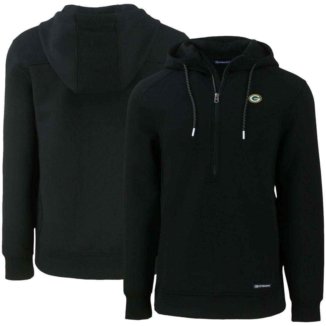 Green Bay Packers Cutter & Buck Primary Mark Roam Eco Recycled Half-Zip Pullover Hoodie - Black - NFL