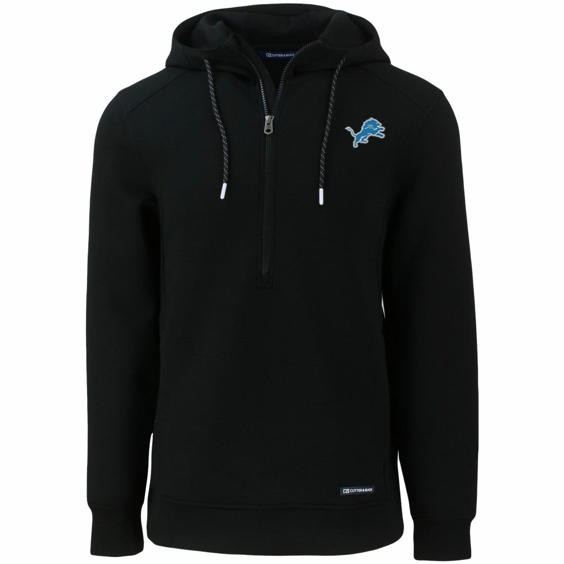 Detroit Lions Cutter & Buck Primary Mark Roam Eco Recycled Half-Zip Pullover Hoodie - Black - NFL