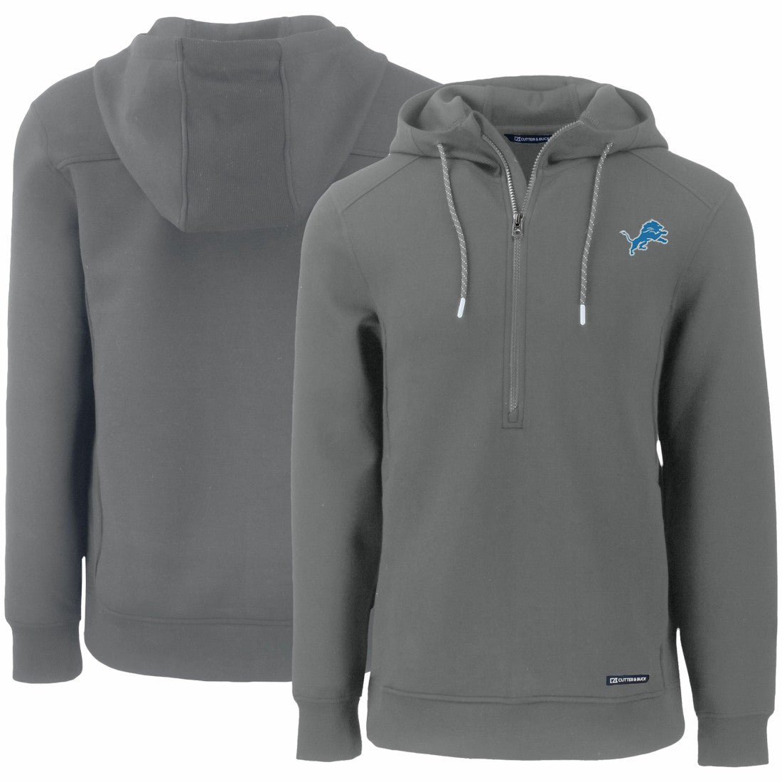 Detroit Lions Cutter & Buck Primary Mark Roam Eco Recycled Half-Zip Pullover Hoodie - Gray - NFL