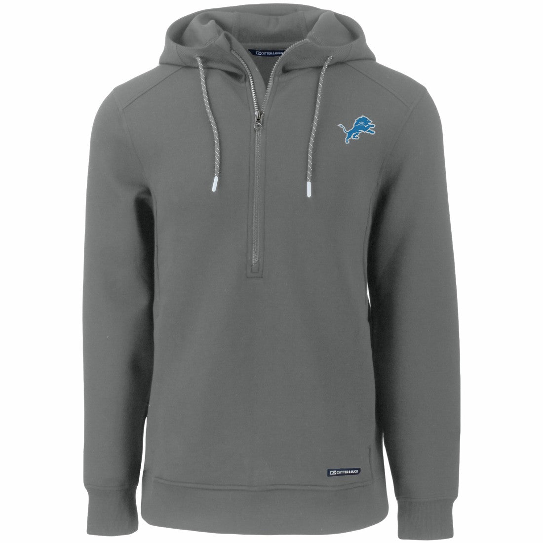 Detroit Lions Cutter & Buck Primary Mark Roam Eco Recycled Half-Zip Pullover Hoodie - Gray - NFL