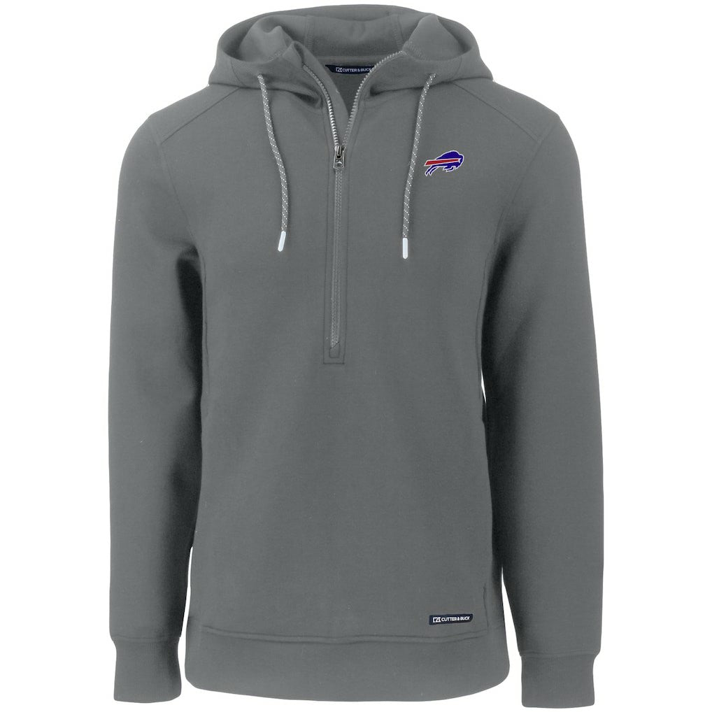 Buffalo Bills Cutter & Buck Primary Mark Roam Eco Recycled Half-Zip Pullover Hoodie - Gray - NFL