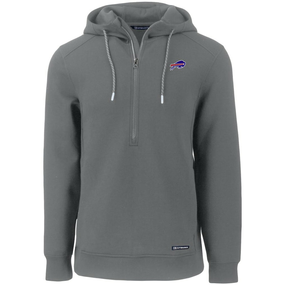 Buffalo Bills Cutter & Buck Primary Mark Roam Eco Recycled Half-Zip Pullover Hoodie - Gray - NFL