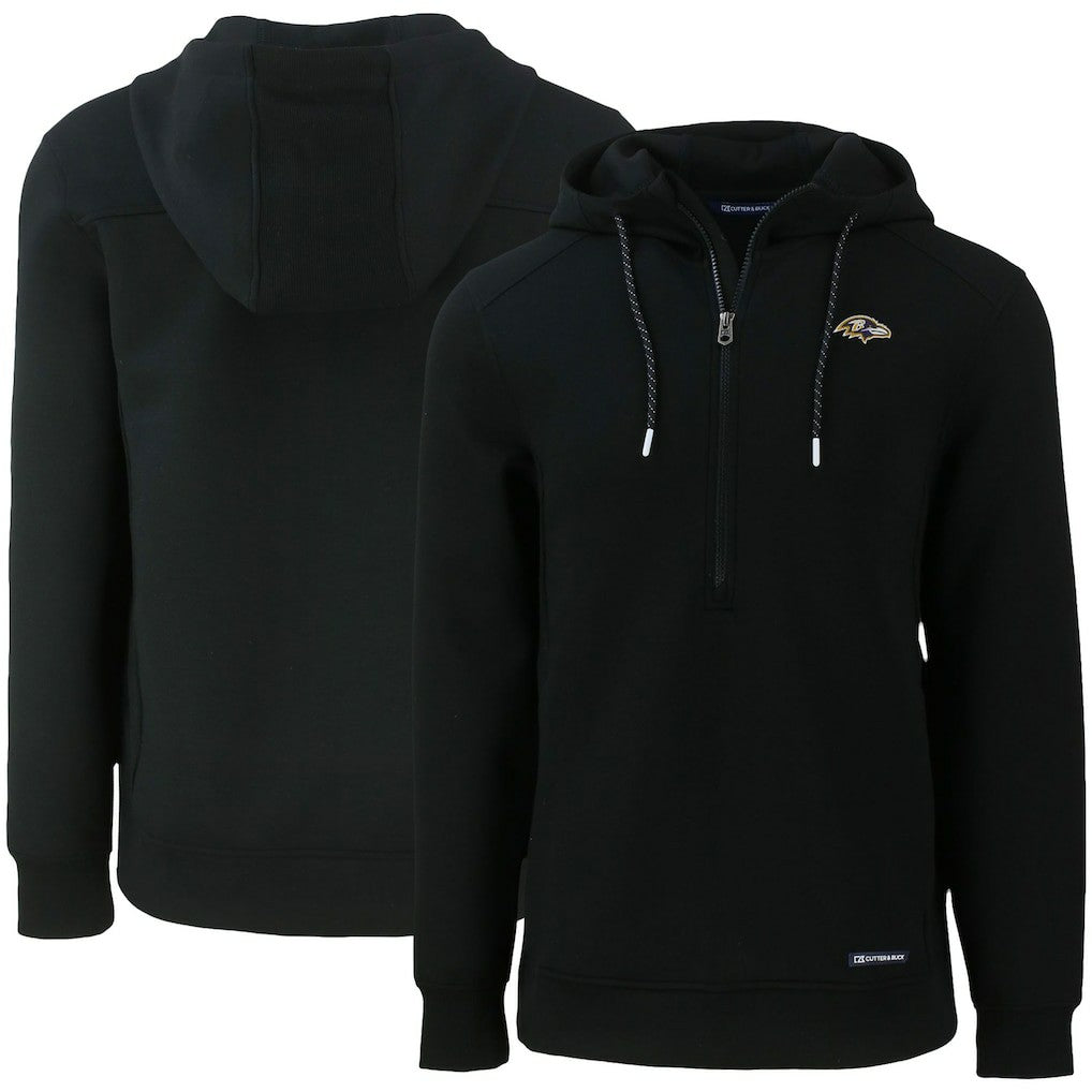 Baltimore Ravens Cutter & Buck Primary Mark Roam Eco Recycled Half-Zip Pullover Hoodie - Black - NFL