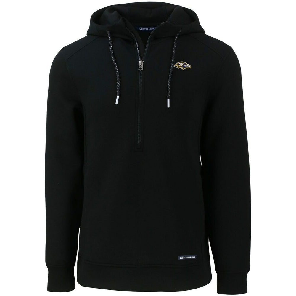 Baltimore Ravens Cutter & Buck Primary Mark Roam Eco Recycled Half-Zip Pullover Hoodie - Black - NFL