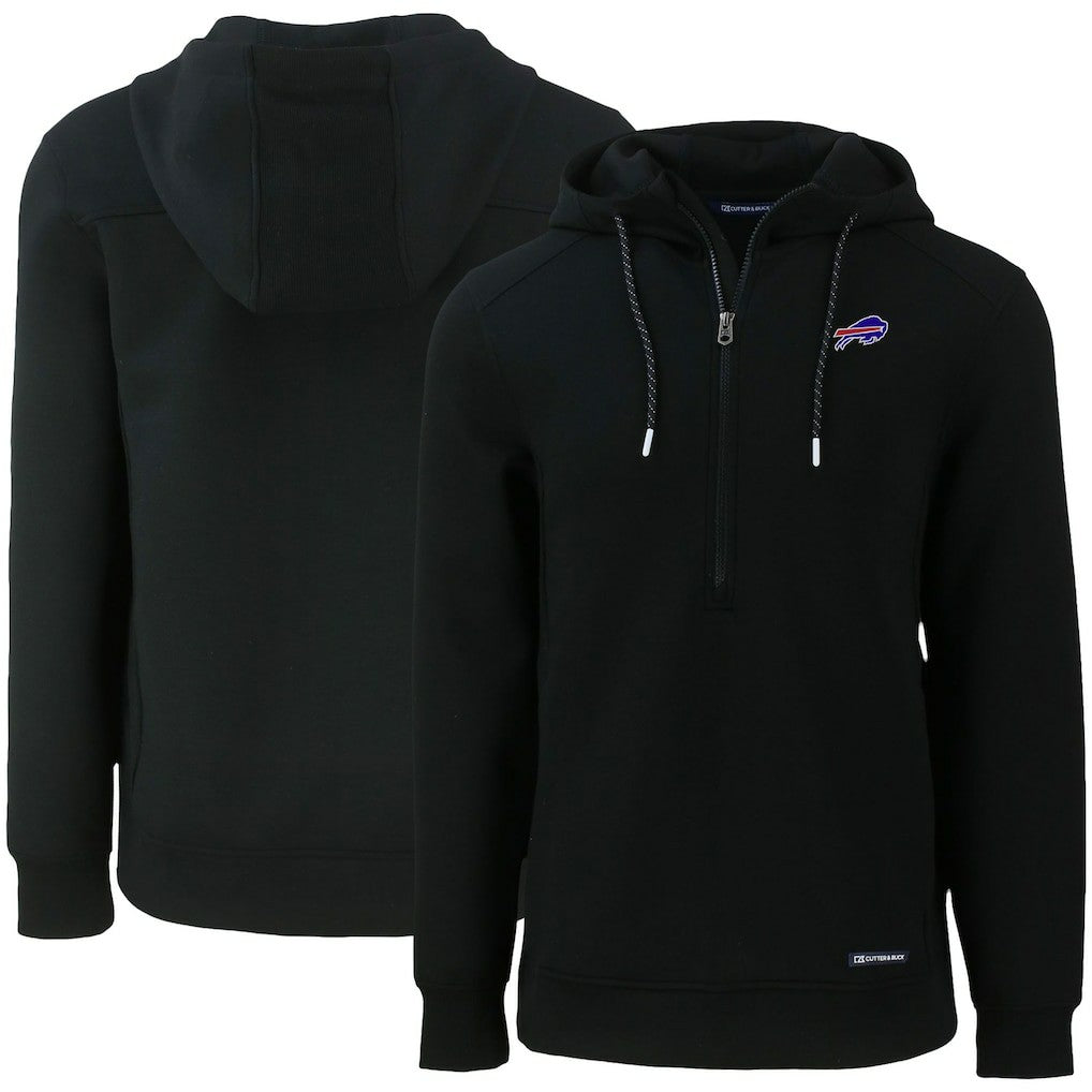 Buffalo Bills Cutter & Buck Primary Mark Roam Eco Recycled Half-Zip Pullover Hoodie - Black - NFL