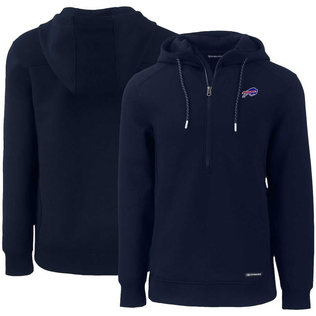 Buffalo Bills Cutter & Buck Primary Mark Roam Eco Recycled Half-Zip Pullover Hoodie - Navy - NFL