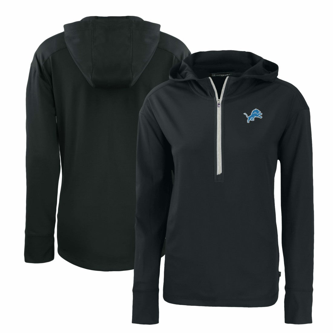 Detroit Lions Cutter & Buck Women's Primary Mark Daybreak Eco Recycled Half-Zip Hoodie - Black - NFL