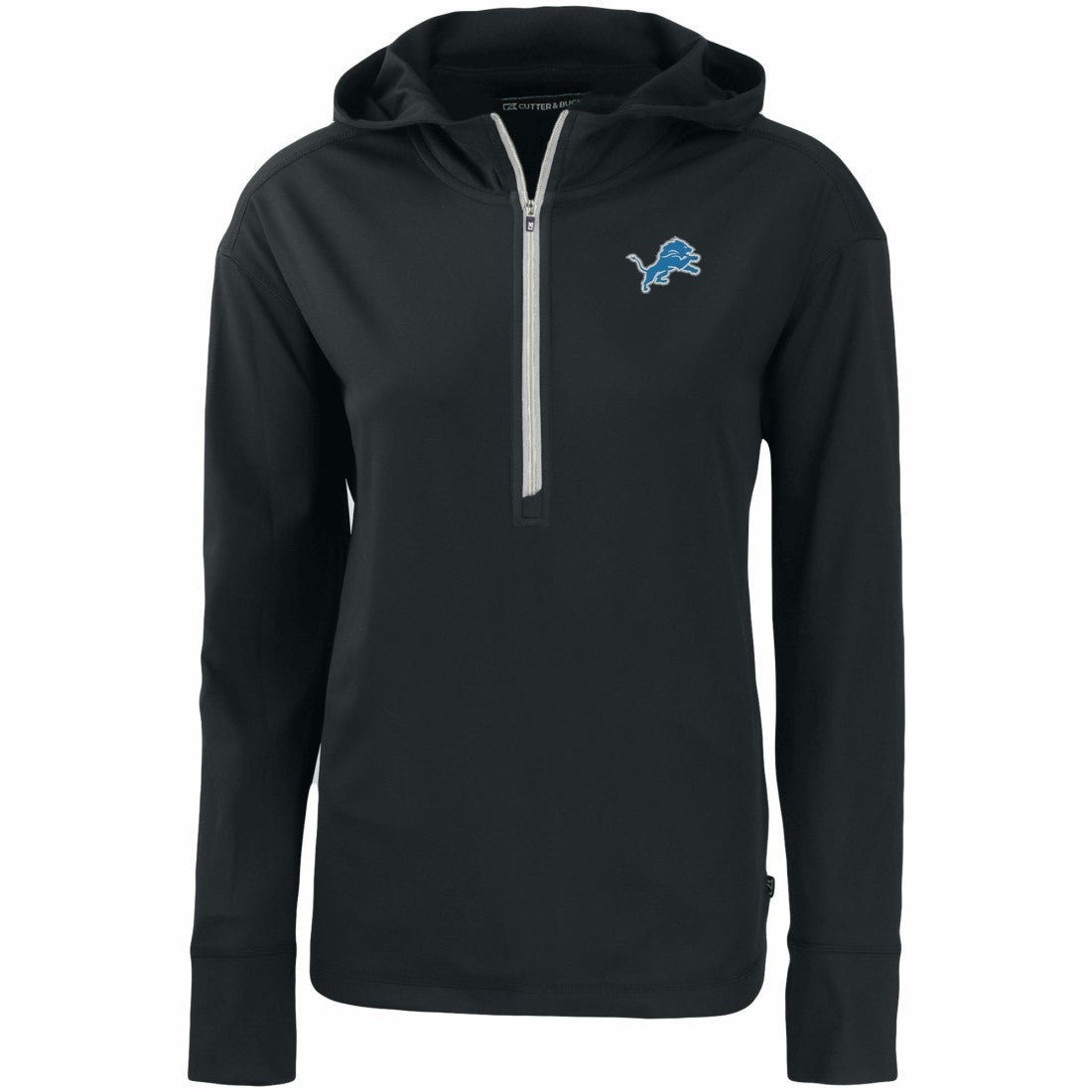 Detroit Lions Cutter & Buck Women's Primary Mark Daybreak Eco Recycled Half-Zip Hoodie - Black - NFL
