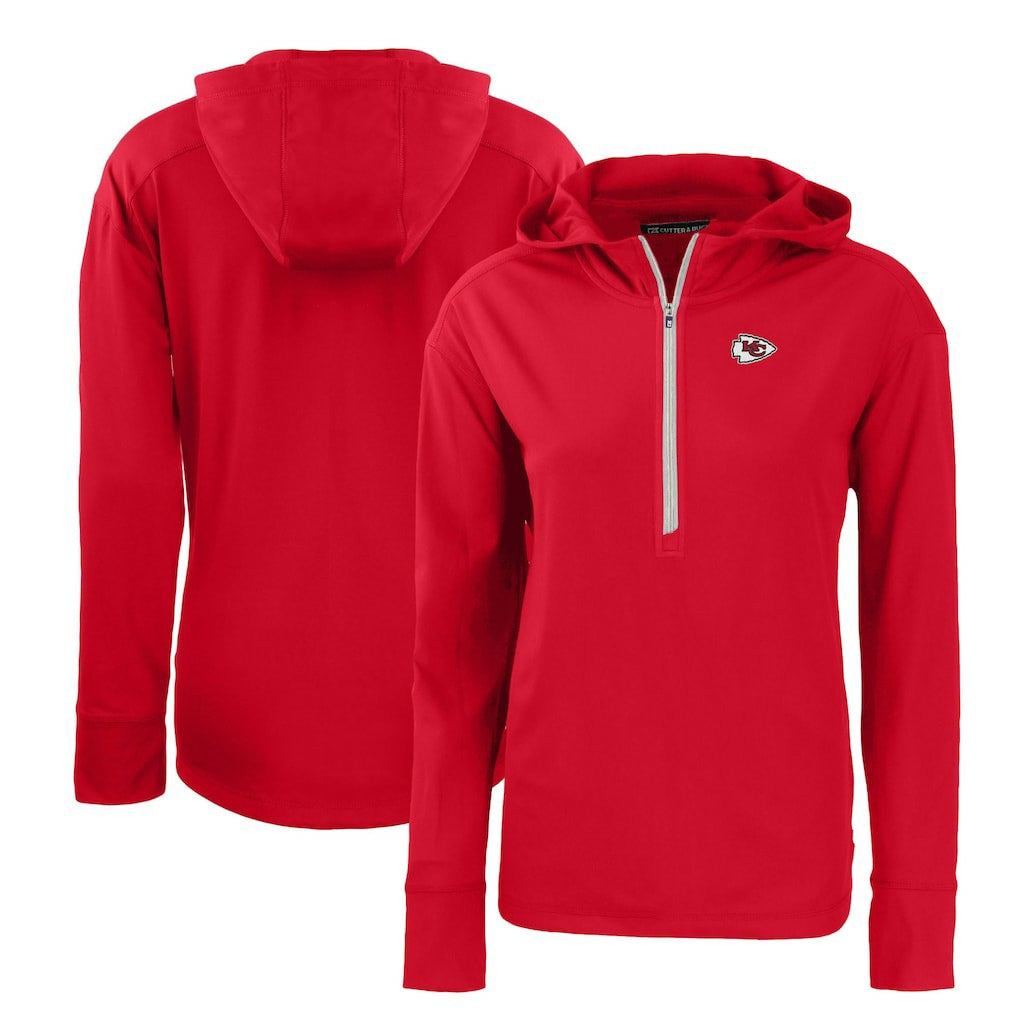 Kansas City Chiefs Cutter & Buck Women's Primary Mark Daybreak Eco Recycled Half-Zip Hoodie - Red - NFL