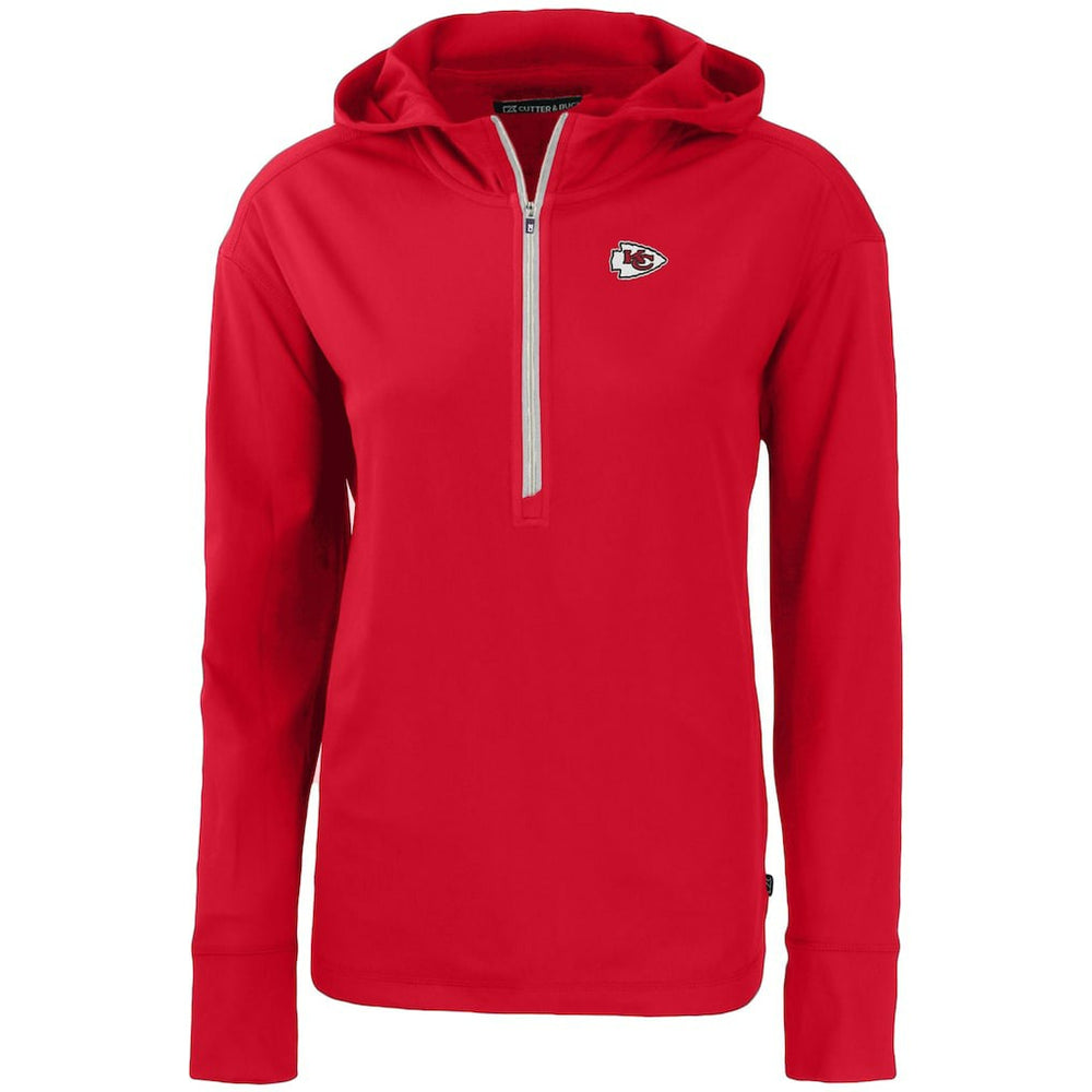 Kansas City Chiefs Cutter & Buck Women's Primary Mark Daybreak Eco Recycled Half-Zip Hoodie - Red - NFL