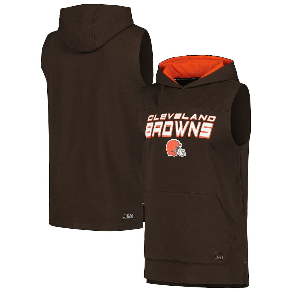 Cleveland Browns MSX by Michael Strahan Captain Sleeveless Hoodie T-Shirt - Brown - NFL