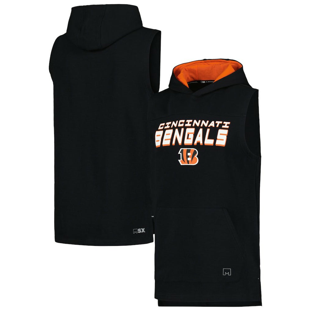 Cincinnati Bengals MSX by Michael Strahan Captain Sleeveless Hoodie T-Shirt - Black - NFL